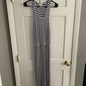Maxi navy blue striped dress